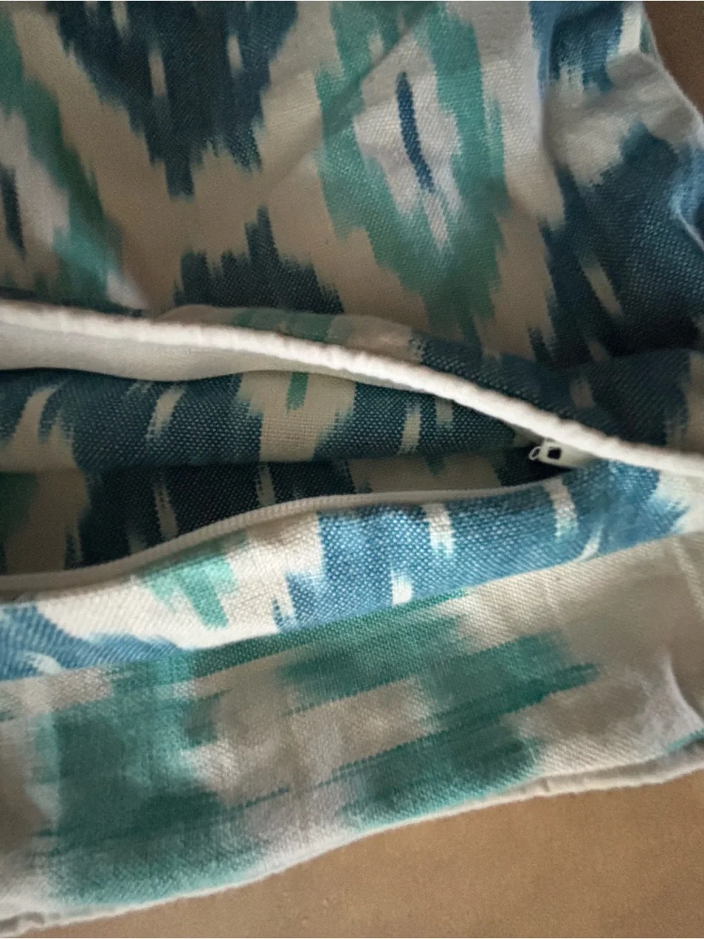 Ikat Print Pillow covers in Teal and Cream